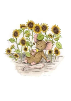 Best Ansichtkaart Zonnebloemen met muisje Wenskaarten