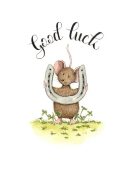 Discount Ansichtkaart Muis met hoefijzer good luck Wenskaarten