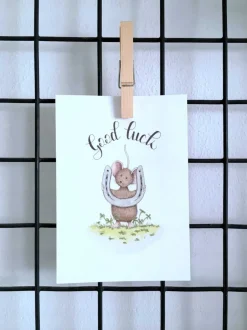 Discount Ansichtkaart Muis met hoefijzer good luck Wenskaarten