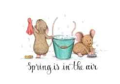 Discount Ansichtkaart Poetsmuisjes voorjaar Wenskaarten