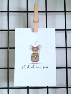 Sale Ansichtkaart Muis ik denk aan jou Wenskaarten