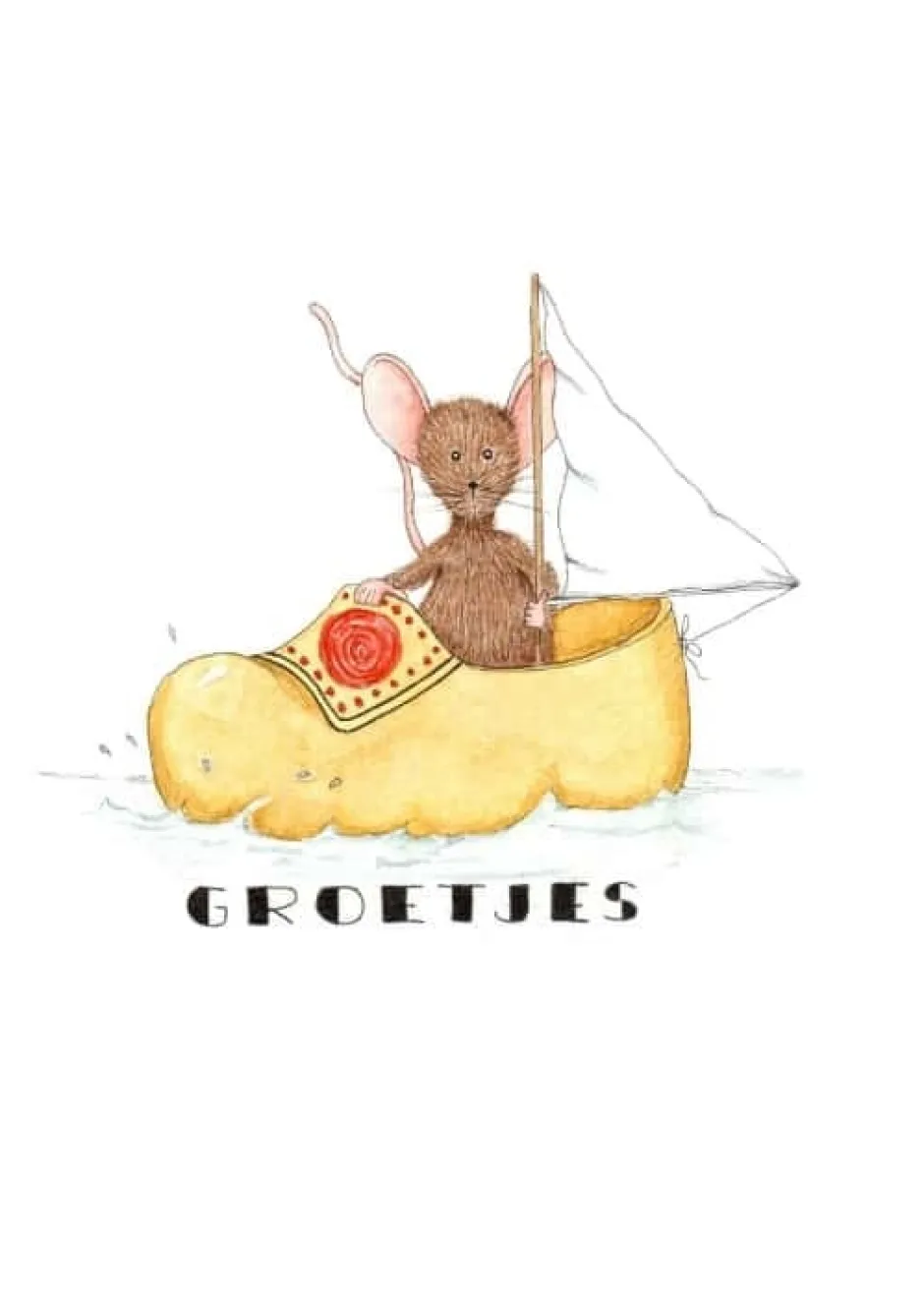 Outlet Ansichtkaart Muis zeilen in klomp Wenskaarten