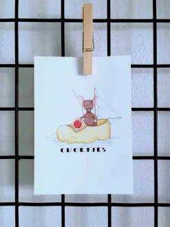 Outlet Ansichtkaart Muis zeilen in klomp Wenskaarten