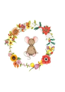 New Ansichtkaart Muisje  in bloemenkrans Wenskaarten