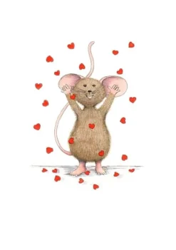 Clearance Ansichtkaart Muisje gooit hartjes in de lucht Wenskaarten