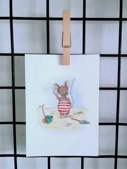 New Ansichtkaart Muisje bellen met schelp Wenskaarten