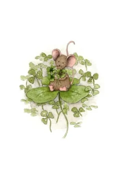 New Ansichtkaart Muis op/met klavertje vier Wenskaarten