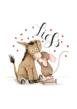 Best Ansichtkaart Ezel & muis liefs met hartjes Wenskaarten