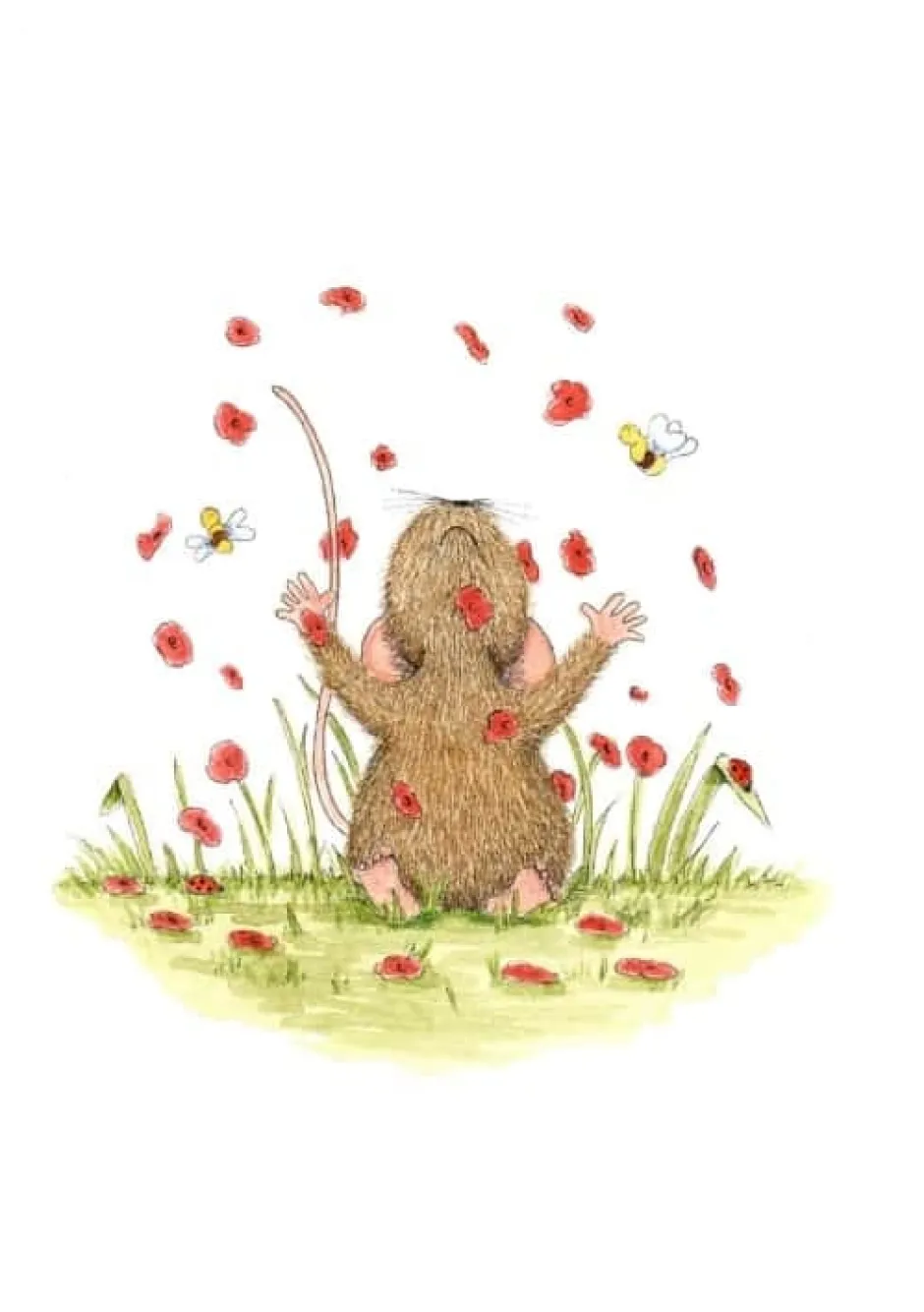 Outlet Ansichtkaart Muisjes met bloemen in de lucht Wenskaarten