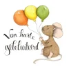 Best Ansichtkaart Muis met drie ballonnen vast Wenskaarten