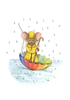 Discount Ansichtkaart Muisje varen in paraplu Wenskaarten