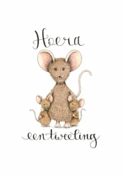 Hot Ansichtkaart Hoera een tweeling Wenskaarten