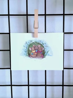 Outlet Ansichtkaart Muisjes schuilen voor sneeuw Wenskaarten