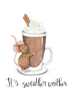 Ansichtkaart Muisje knuffelt chocolademelk Wenskaarten