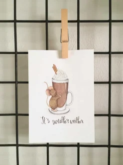 Ansichtkaart Muisje knuffelt chocolademelk Wenskaarten