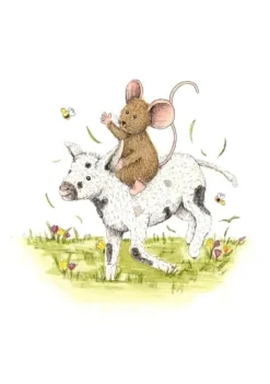 Sale Ansichtkaart Muisje zit op lammetje Wenskaarten