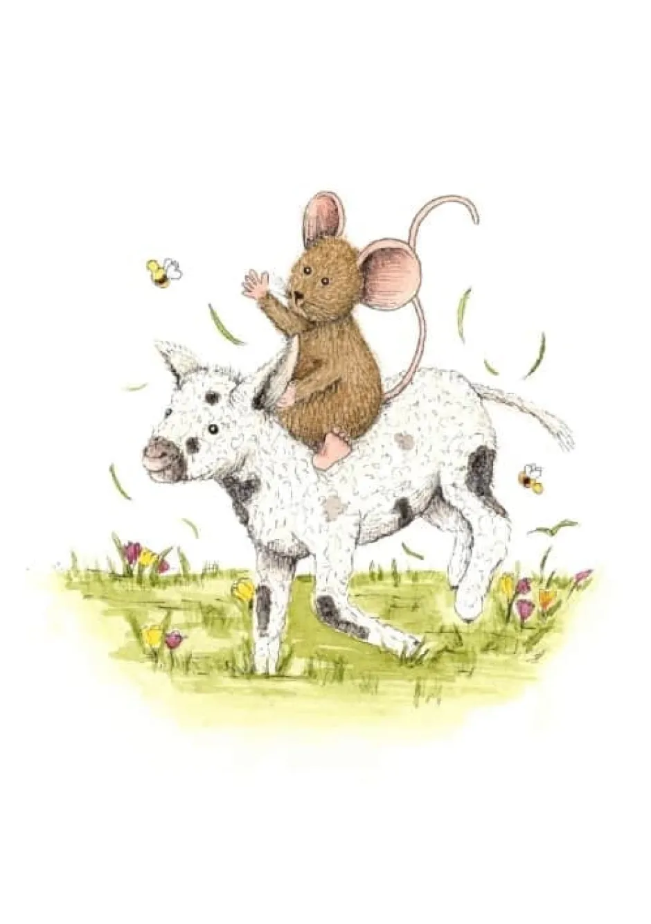 Sale Ansichtkaart Muisje zit op lammetje Wenskaarten