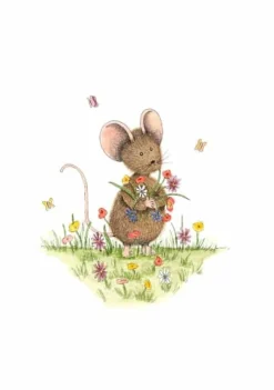 Best Ansichtkaart Muisje in bloemenveld Wenskaarten
