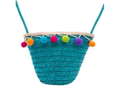 Online Schoudertas Kleurrijke Pompons Turkoois Tassen & Rugzakken