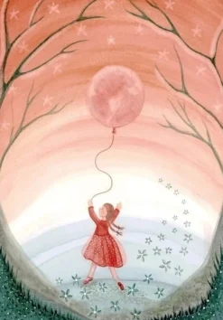 New Postkaart Girl with Moon Balloon Wenskaarten