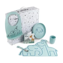 Hot Kinderservies Cadeauset Siliconen Blue Kinderservies|Kraamcadeaus