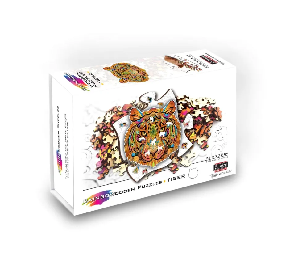 New Regenboog Houten Puzzel Tijger Houten Puzzels|Contour Puzzels