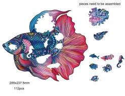 Sale Regenboog Houten Puzzel Fighting Fish Houten Puzzels|Contour Puzzels