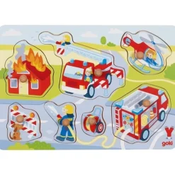 Knoppuzzel Brandweer 7-pcs Knoppuzzels|Houten Puzzels
