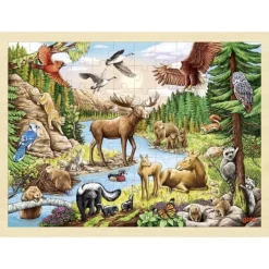 Sale Puzzel Dieren Noord Amerika 96 pcs Houten Puzzels