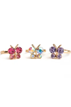 Boutique Butterfly Gem Rings, 3Pcs Sieraden
