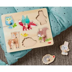 Clearance Inlegpuzzel Bosdieren 6pcs Knoppuzzels|Houten Puzzels