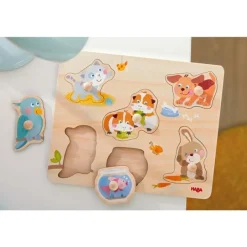 Inlegpuzzel Huisdieren 6pcs Knoppuzzels