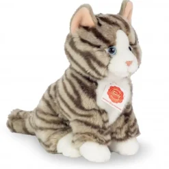 Knuffel Kat Grijs Getijgerd Zittend Hermann Teddy Collection