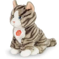 Knuffel Kat Grijs Getijgerd Zittend Hermann Teddy Collection