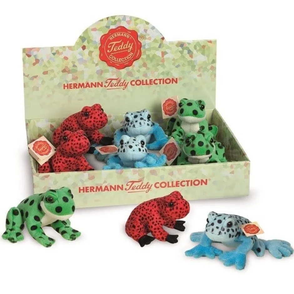Hot Knuffel Kikker Rood, Groen of Blauw Hermann Teddy Collection