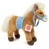 New Knuffel Paard Staand met Zadel 23cm Hermann Teddy Collection