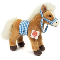 New Knuffel Paard Staand met Zadel 23cm Hermann Teddy Collection