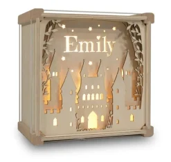 Hot Naamlamp 3D Kasteel Hout Lampen|Kraamcadeaus