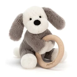 Online Knuffel Rammelaar Hond Shooshu Puppy Wooden Ring Toy Babyspeelgoed|Kraamcadeaus