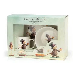 Clearance Servies Set Bashful Monkey Kom, Kopje en Bord Kinderservies