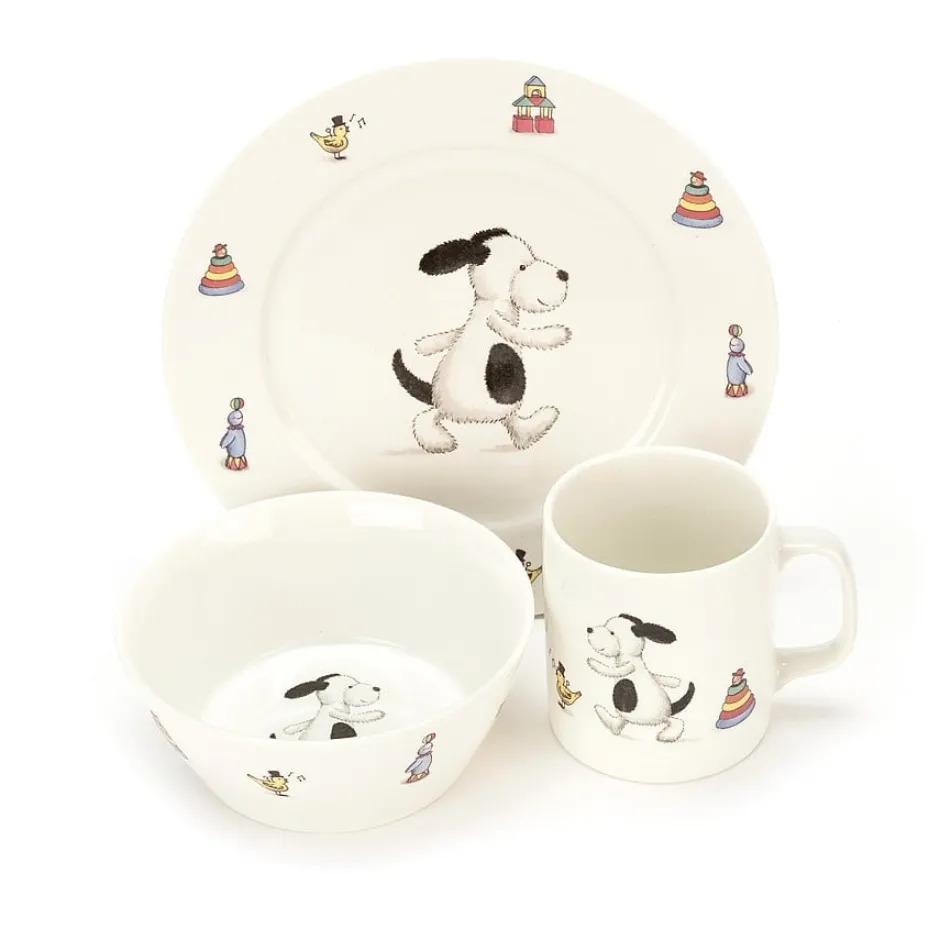 Sale Servies Set Bashful Hond Kom, Kopje en Bord Kinderservies