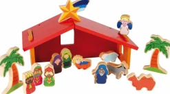 Sale Kerststal Kribbe  14-delig Hout Kerstcadeautjes