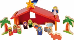 Sale Kerststal Kribbe  14-delig Hout Kerstcadeautjes