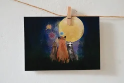 Best Ansichtkaart Kerstkaart Kijken naar Vuurwerk Wenskaarten