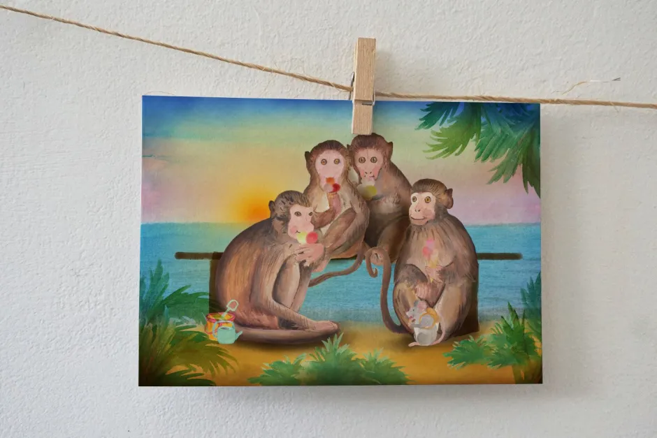 Best Ansichtkaart Aapjes die ijsjes eten Wenskaarten