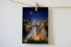 Outlet Ansichtkaart Kampvuur met Wilde Dieren Wenskaarten