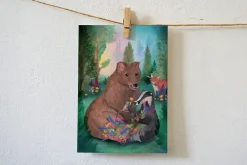 Best Ansichtkaart Bosdieren Bedankt met Bloemen Wenskaarten