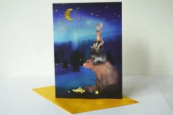 Outlet Wenskaart met Foliedruk Sterren Ophangen Wenskaarten