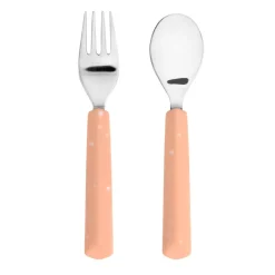 New Kinderbestek Set Vork en Lepel Abrikoos Kinderservies