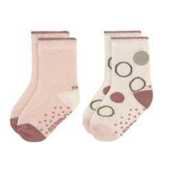 Kindersokjes Anti-Slip Offwhite/Powder Pink Set 2-delig Kinderkleding